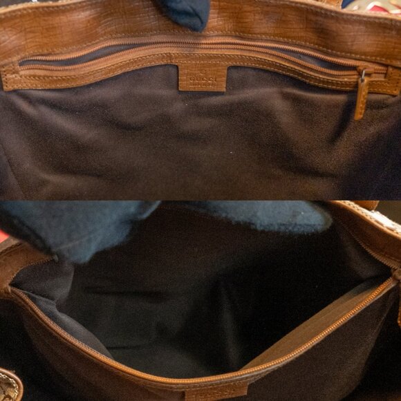 GUCCI GG Canvas Bamboo Tote Medium Large Vintage - Picture 11 of 16